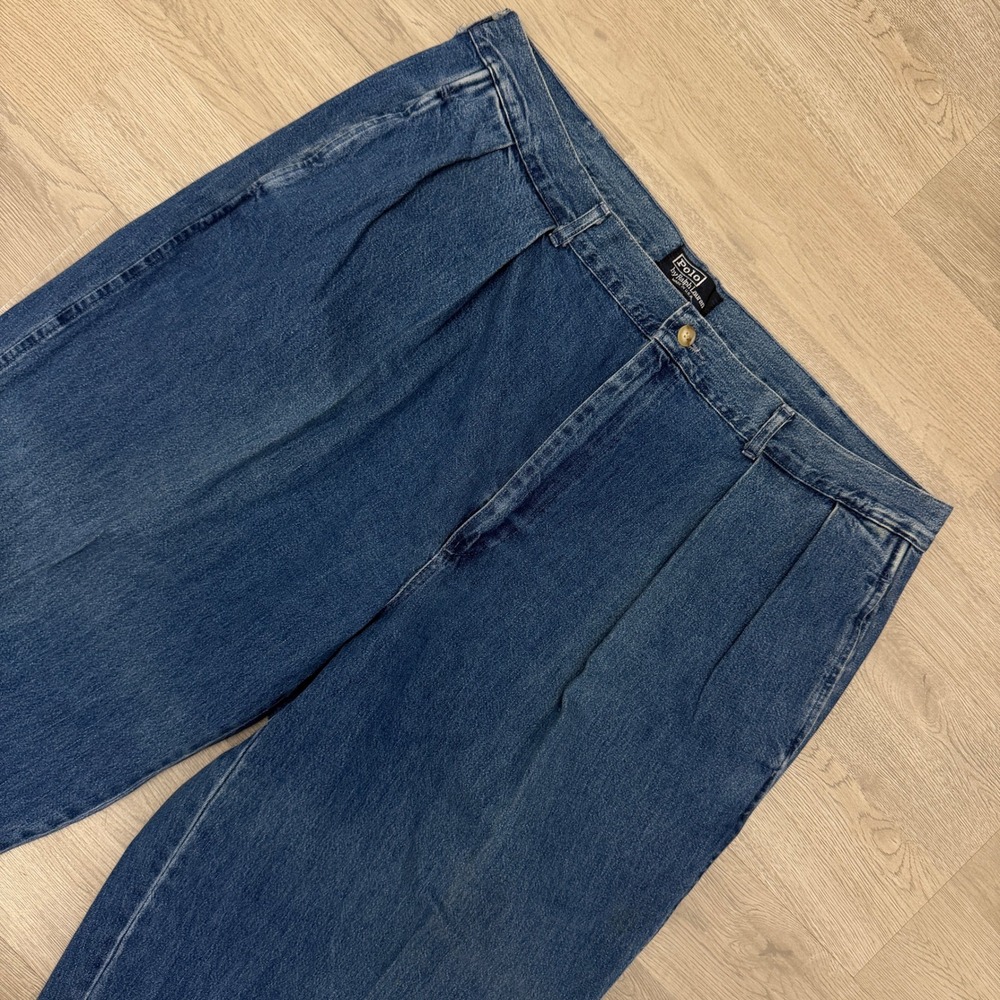 Vintage Polo Country Ralph Lauren Jeans Mens 40x31 Pleated USA Made Blue Denim